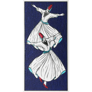 10x20 cm Çini Pano - KÇ0106 Kobalt