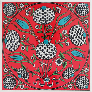 20x20 cm Çini Pano - KÇ136 Kırmızı