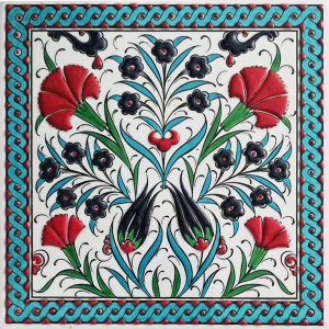 20x20 cm Çini Pano - KÇ055 Kırmızı